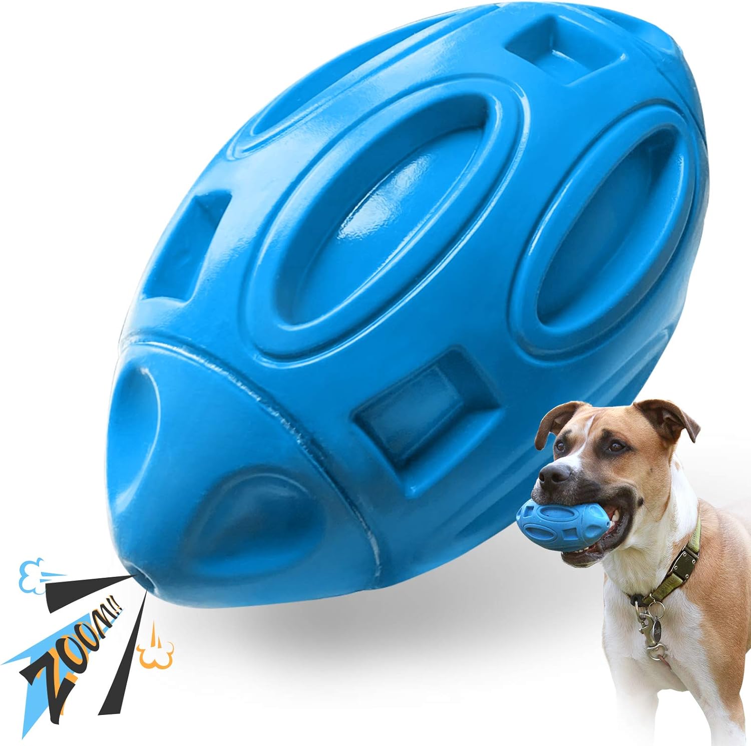 Brinquedos de cachorro que rangem para mastigadores agressivos: Bola de borracha para mastigar filhotes com apito, brinquedo de estimação quase indestrutível e durável para raças médias e grandes 