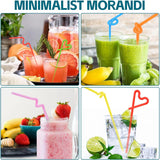 100PCS Flexible Plastic Straws, Colorful Disposable Bendy Party Fancy Straws12.8inch Extra Long Straws Party Decorations