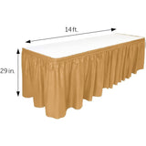 Saia de mesa, 29 pol x 14 pés - Saia de mesa de plástico, descartável, reutilizável, saia de toalha de mesa retangular (1 pacote) 